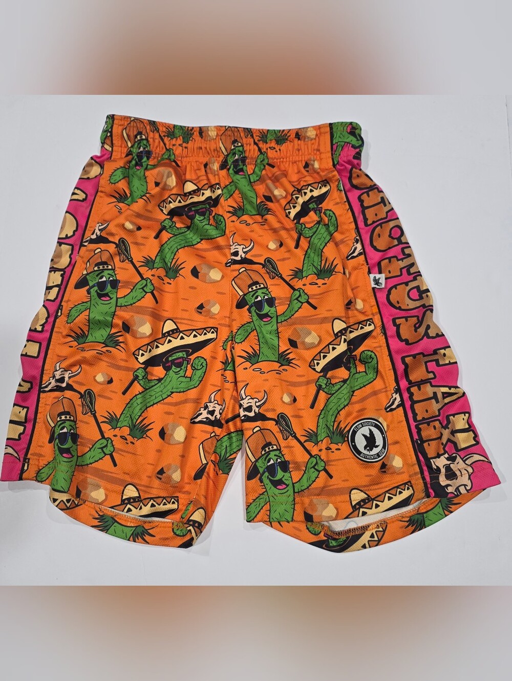 Flow Society Kids Orange Cactus-Print Play Shorts Size Youth Large